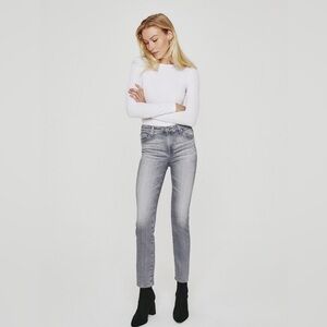 AG Adriano Goldschmied Women's Light Gray high rise slim Straight Leg Jeans